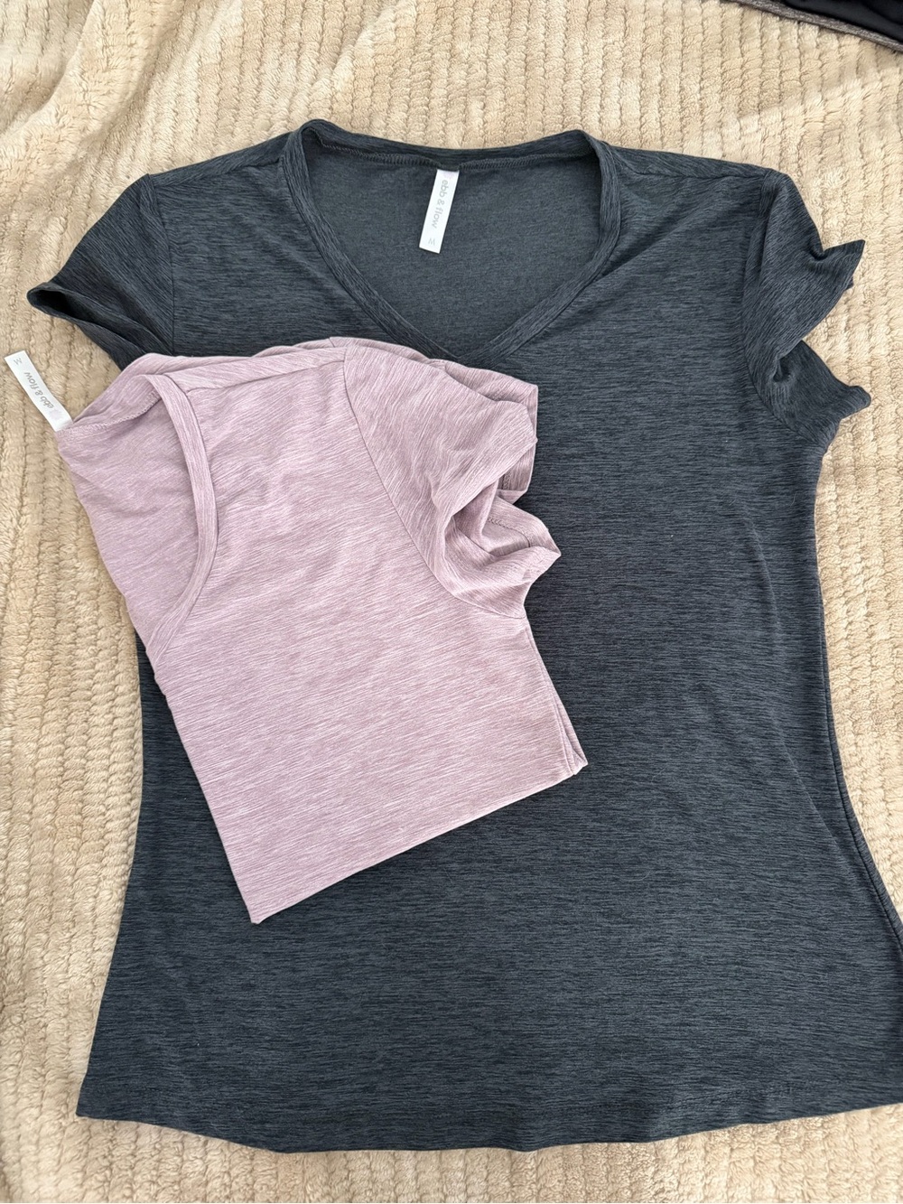 Everyday V-Neck Tee in Charcoal Gray & Dusty Pink